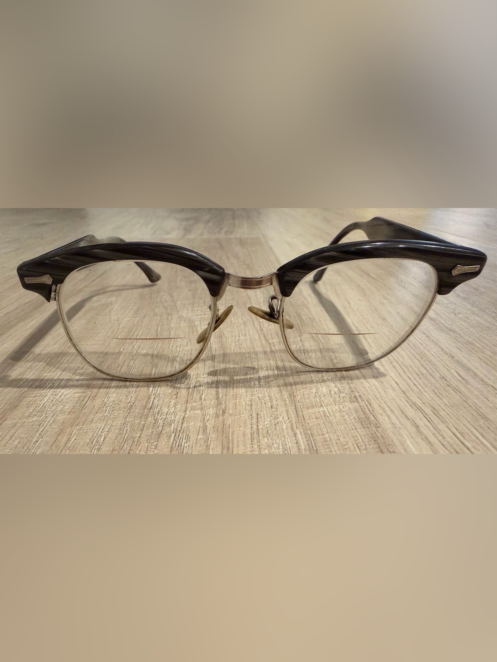 Vintage 50's Shuron Browline Horn Rim 12K GF Frames Spectacles  5 3/4